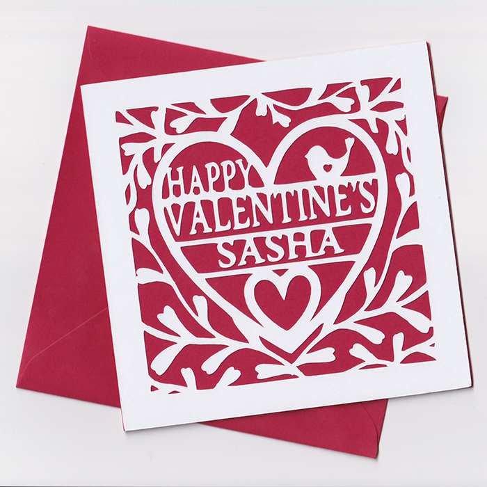 Personalised Papercut Valentine's Card - Vines Heart