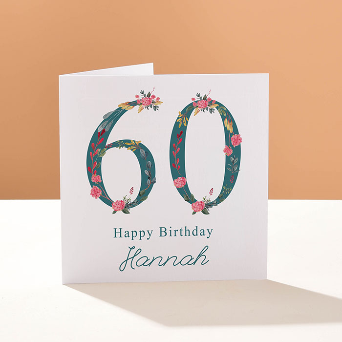 Personalised Card - Floral Square 60