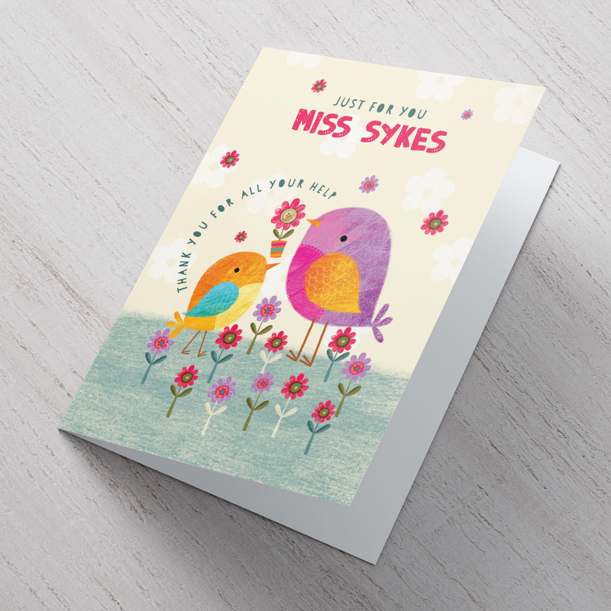 Personalised Card - Just For You Teacher - Birds