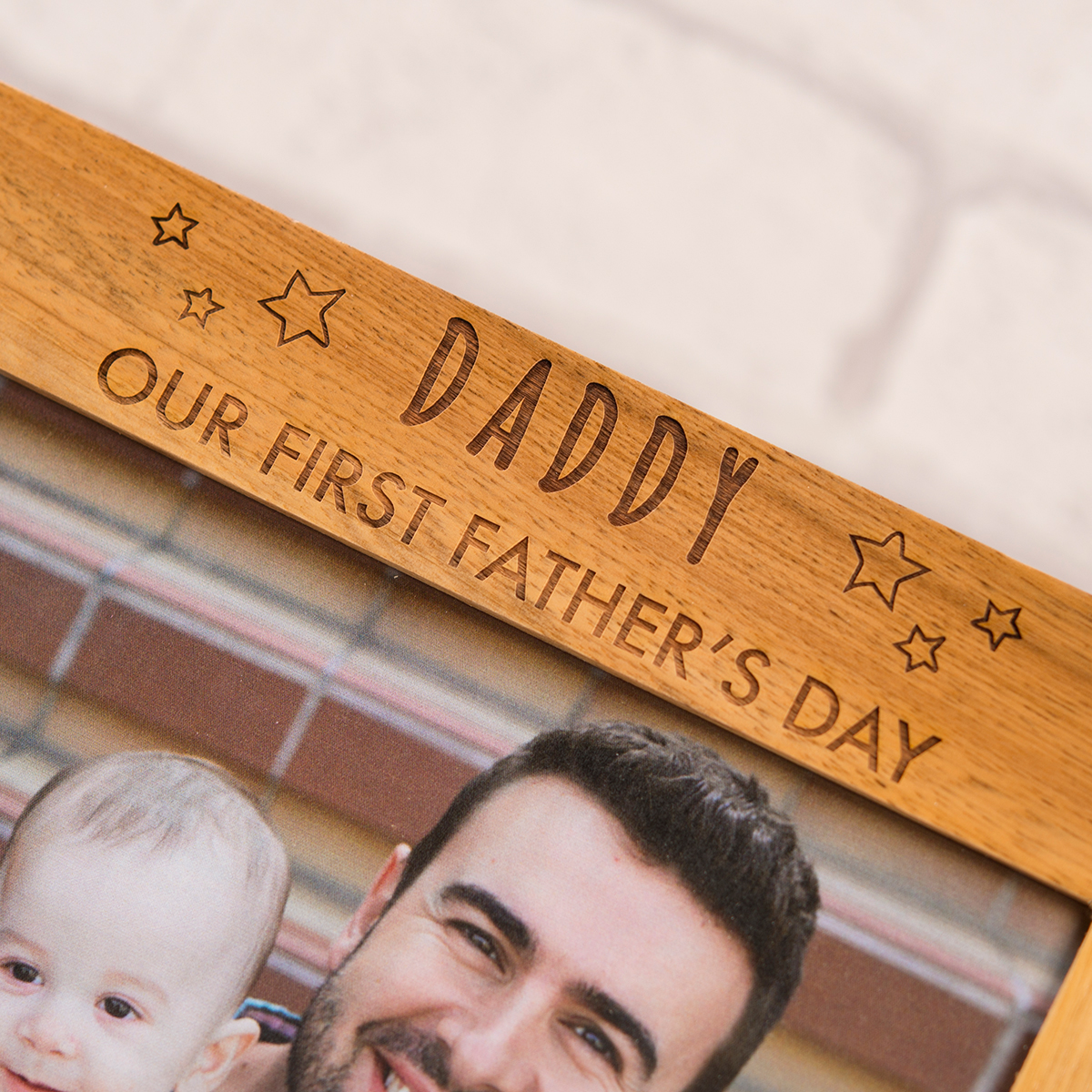 Engraved Wooden Picture Frame - Our First Father's Day