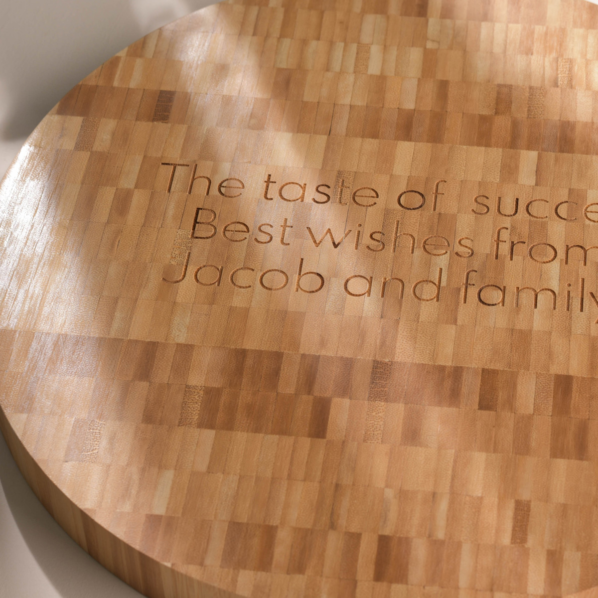 Personalised Large Round Bamboo Chopping Board - Message