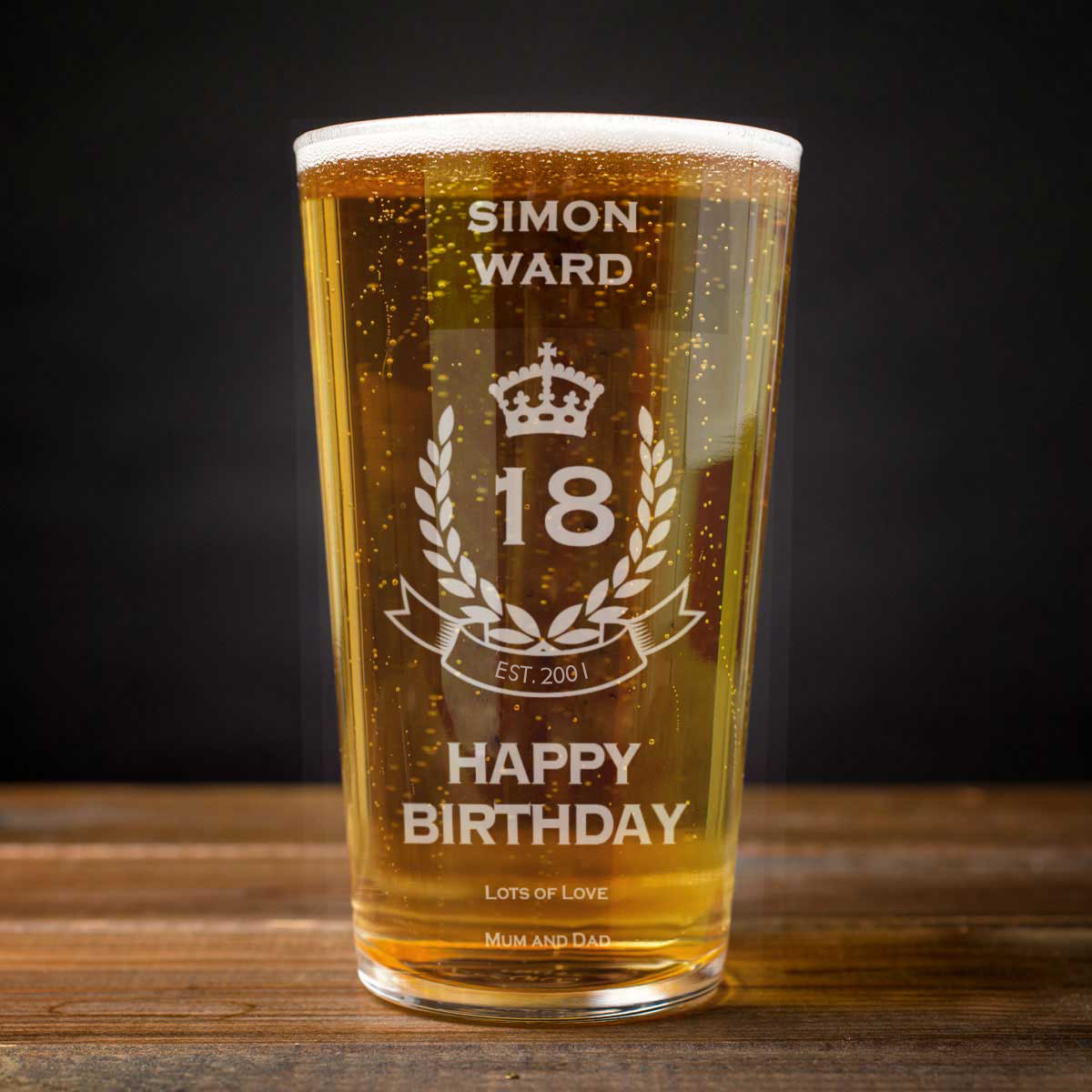 Personalised Pint Glass - Birthday Crest