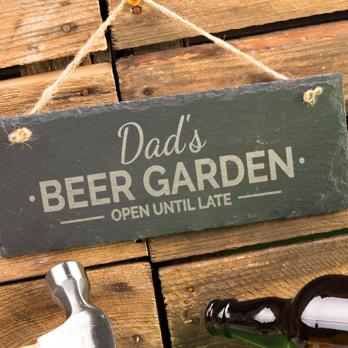 Personalised Hanging Slate Sign - Beer Garden