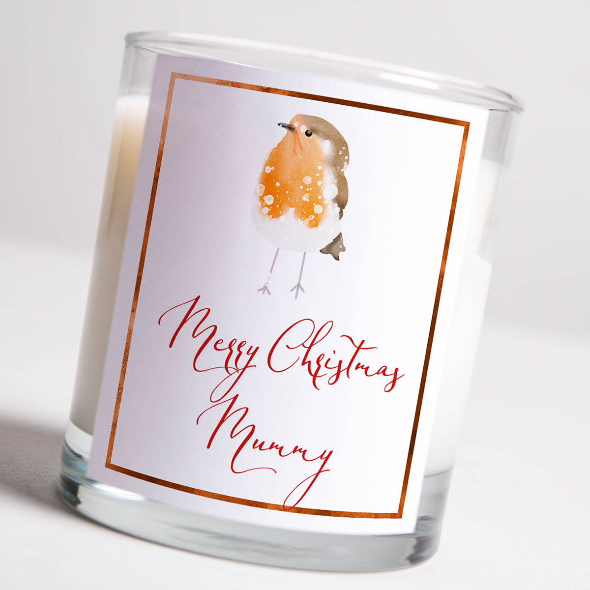 Personalised Scented Candle - Xmas Robin