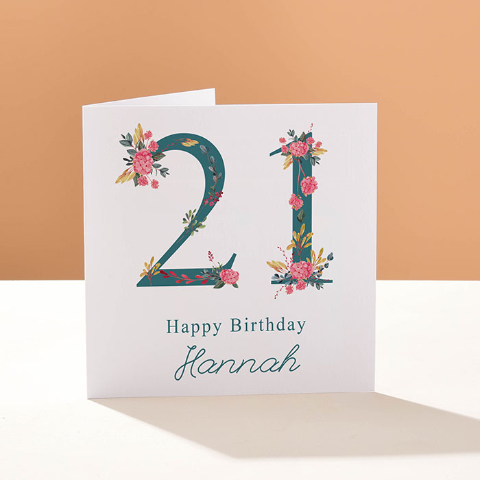 Personalised Card - Floral Square 21