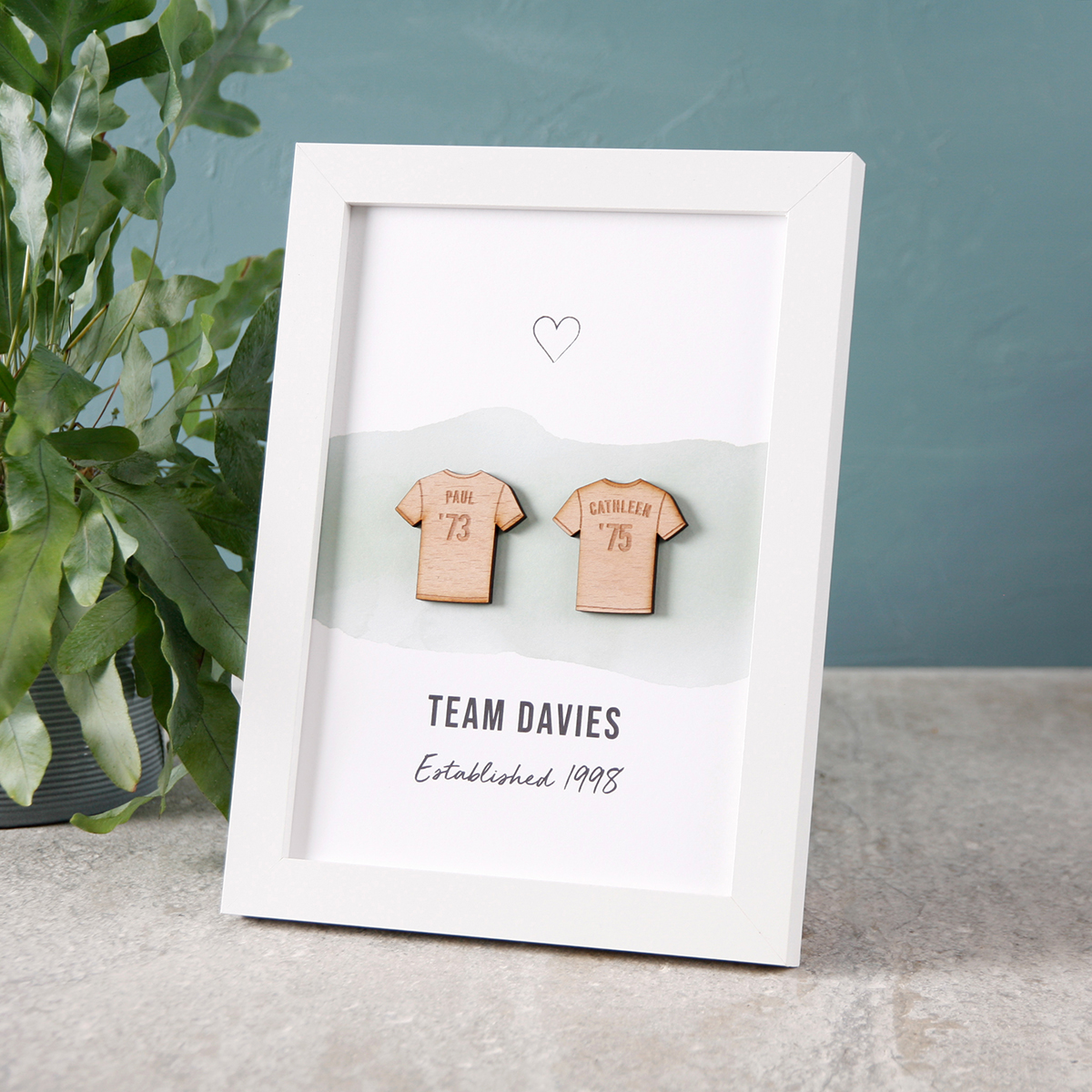 Personalised 3D Wooden Framed Print - Football Couple