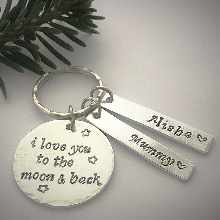 Personalised Aluminium Silver Key Ring With Tags