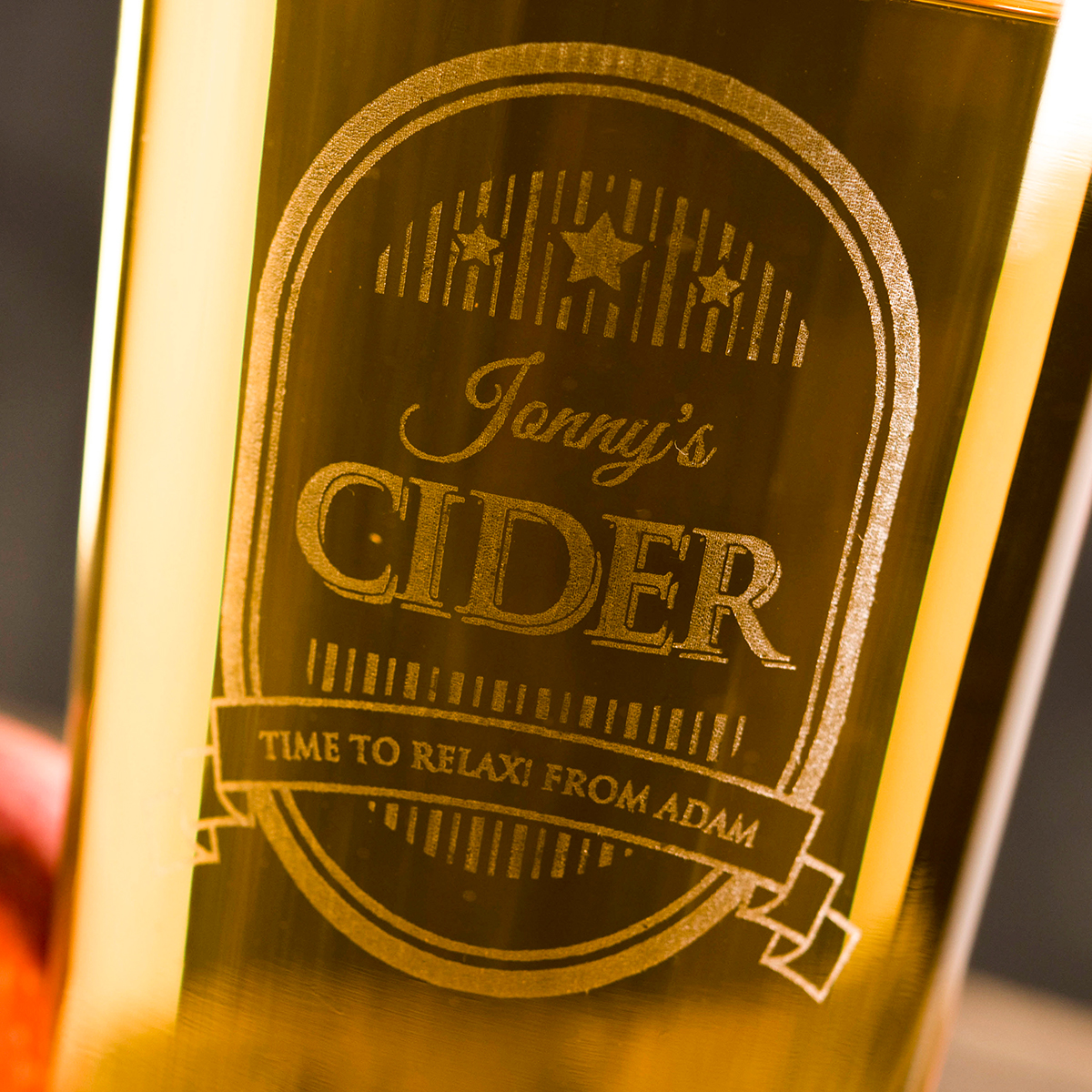 Personalised Pint Glass - Cider Stars
