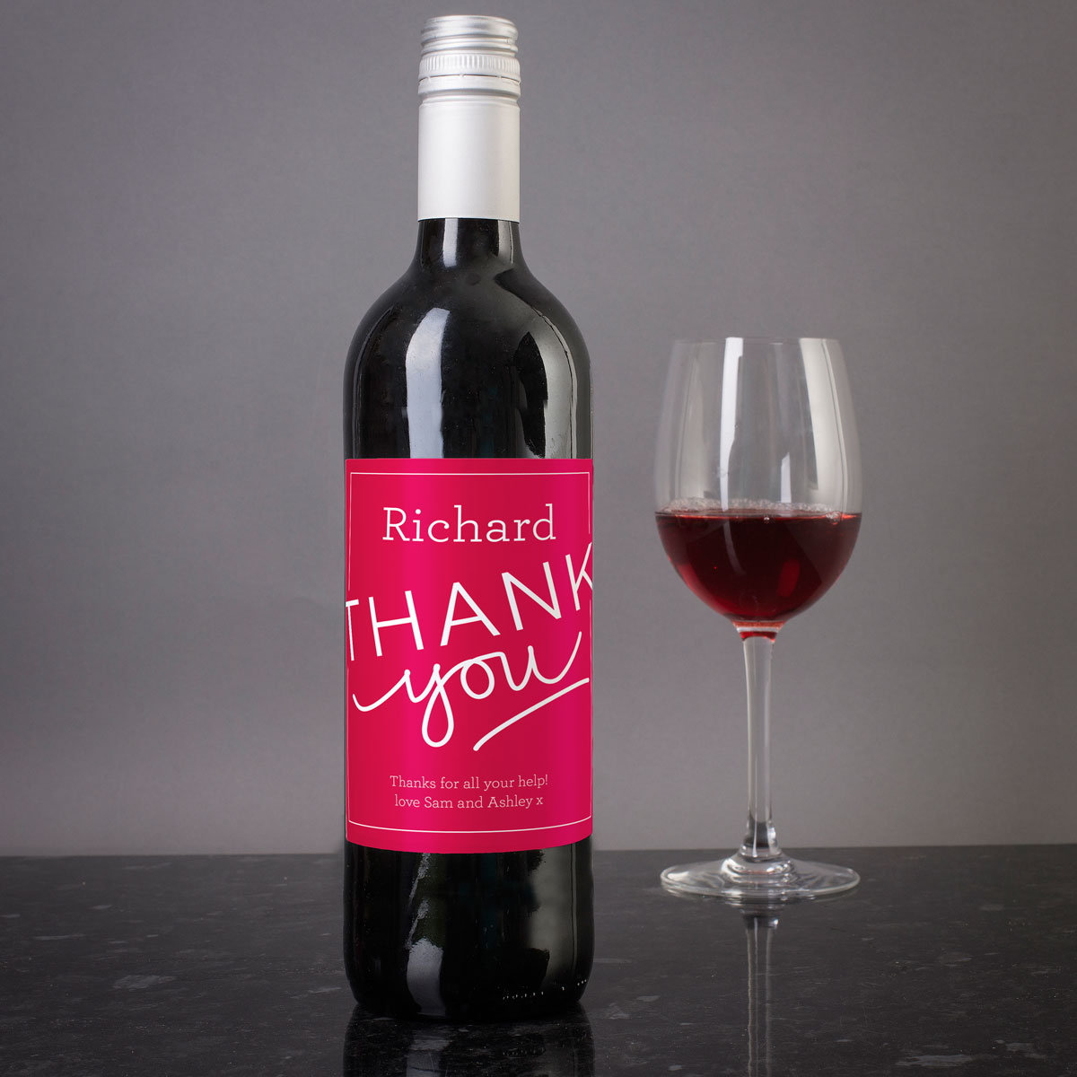 Personalised Wine - Thank You - Red Label
