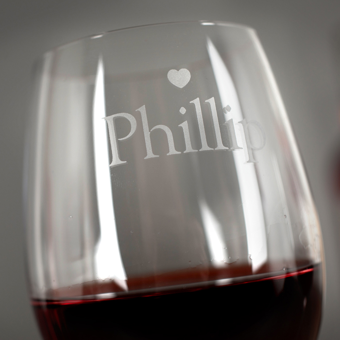 Personalised Wine Glasses Set - His and Hers Love Hearts
