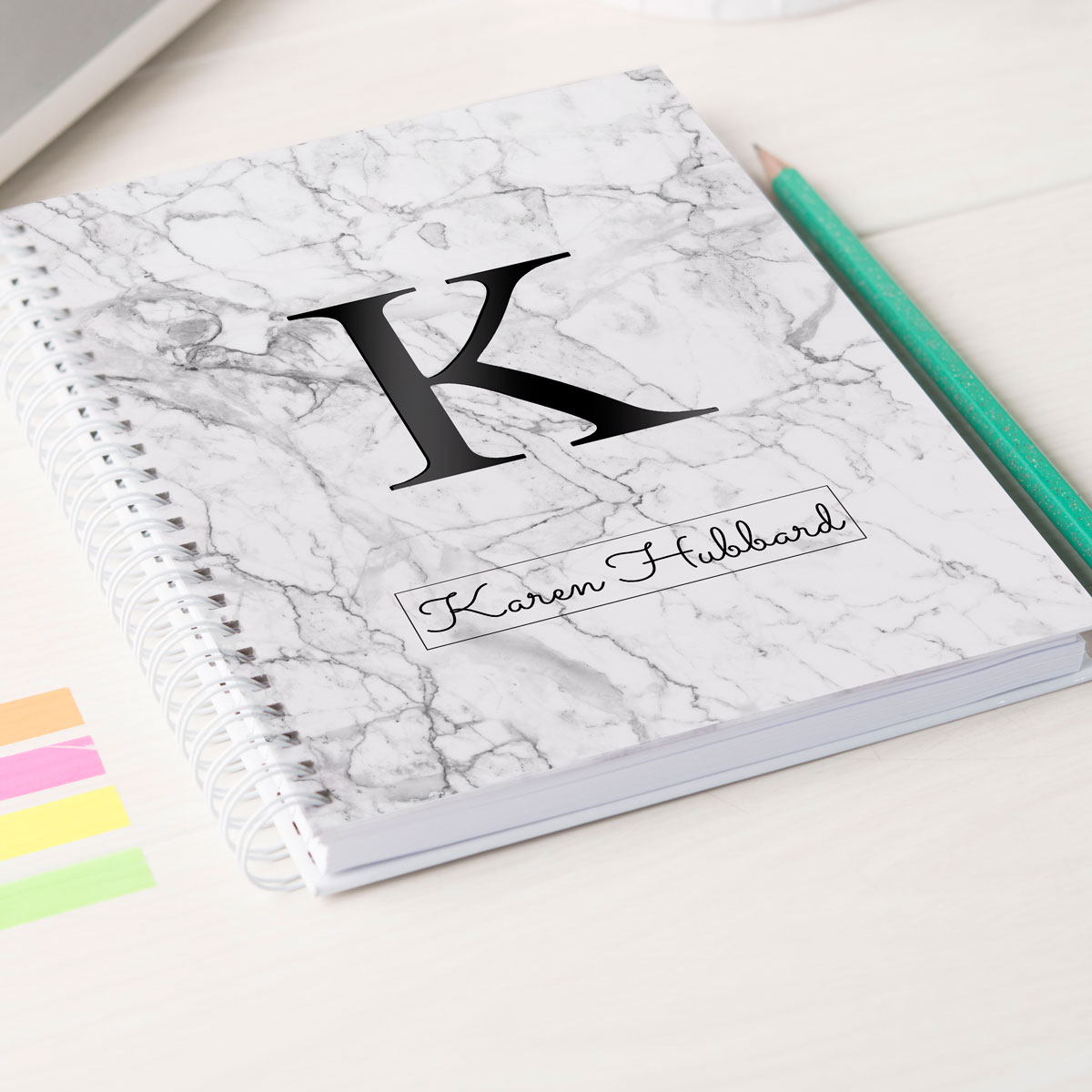 Personalised Notebook - Marble Initial