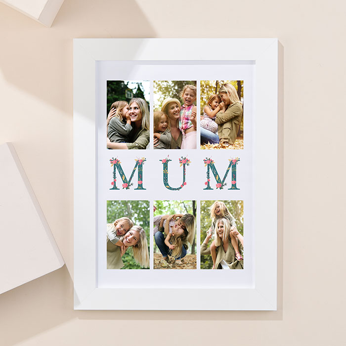 Multi Photo Upload Framed Print - Floral Mum 6 Photos