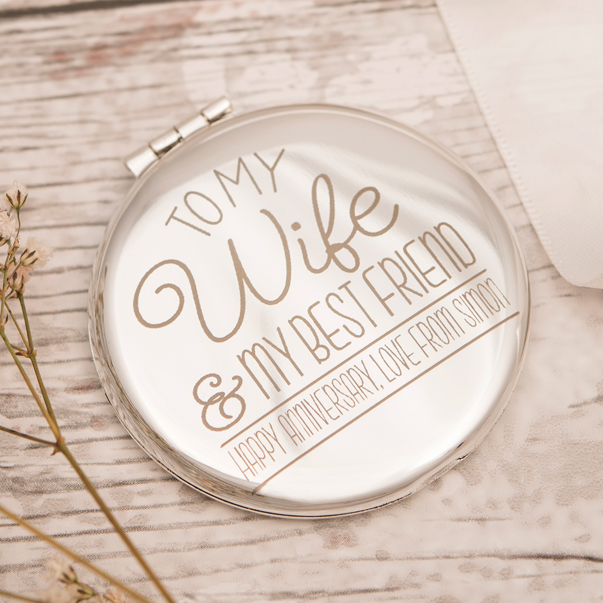 Engraved Compact Mirror - Wife & Best Friend