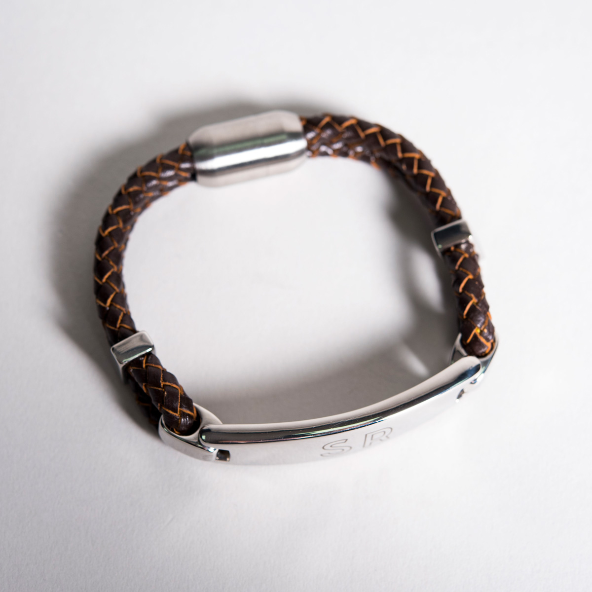 Personalised Men's Bracelet - Brown Leather Bar