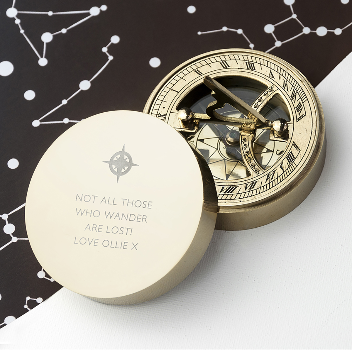 Personalised Iconic Adventurer's Sundial Compass - Message