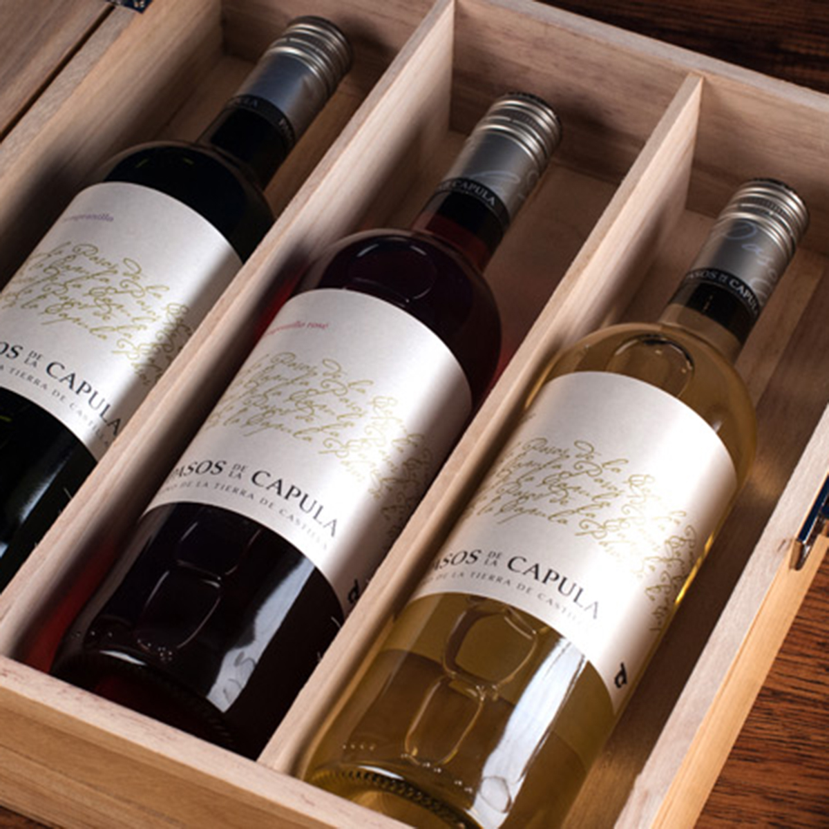 Personalised 3 Bottle Luxury Wooden Wine Box - Festive Snowflakes