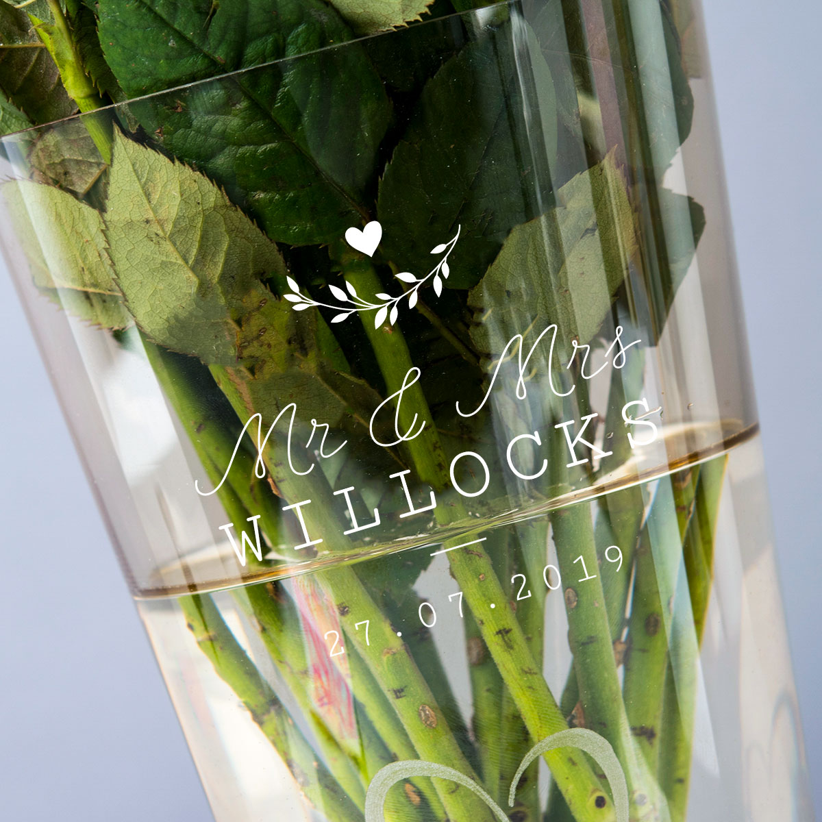 Engraved Gold Swarovski® Elements Glass Vase - Wildflower Couple
