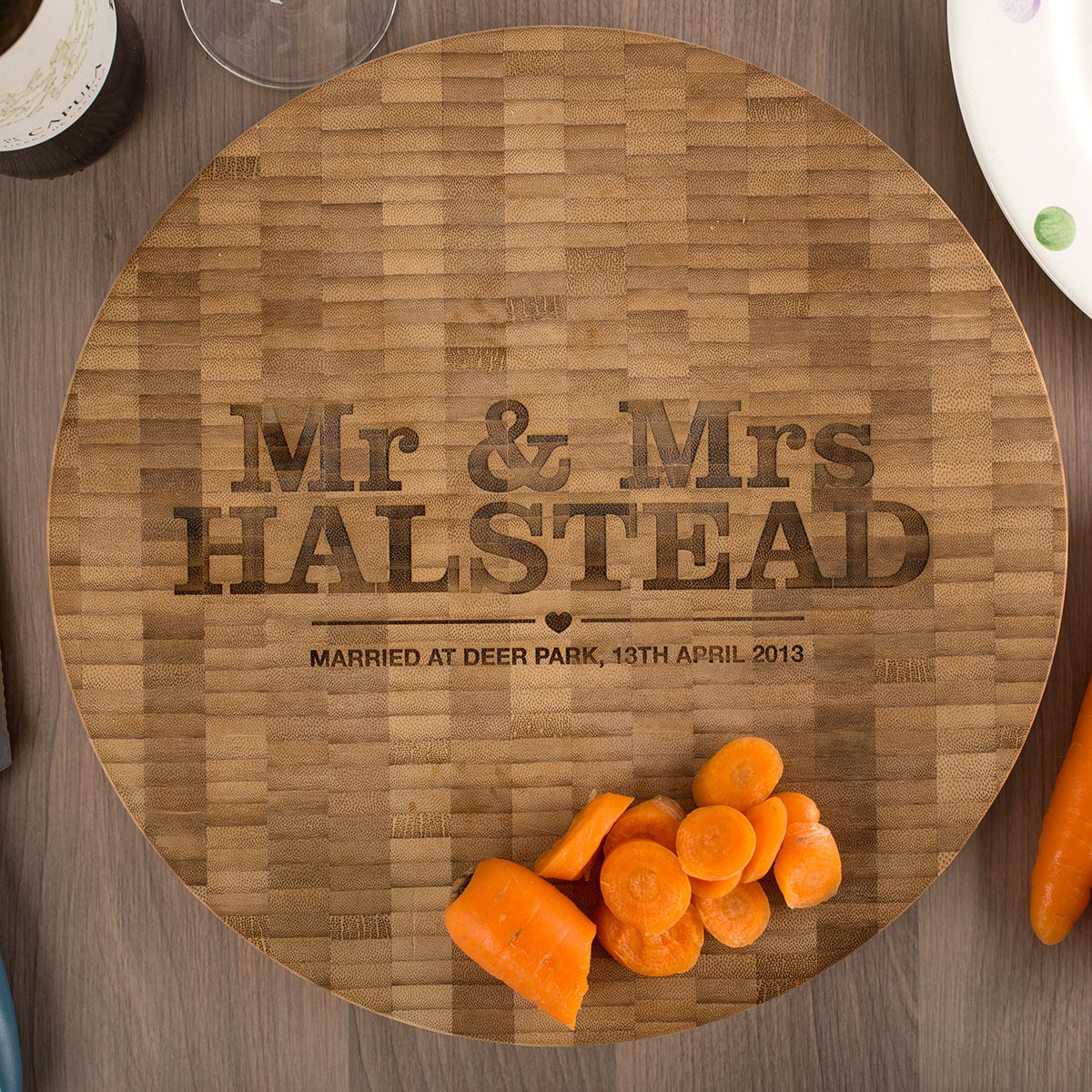 Personalised Large Round Bamboo Chopping Board