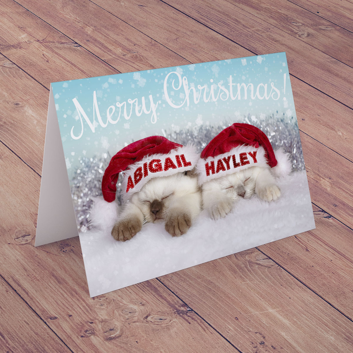 Personalised Christmas  Card - Santa Kittens