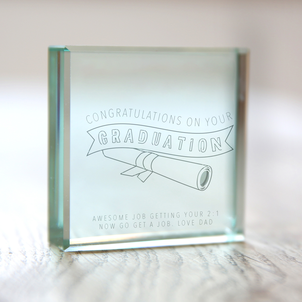 Personalised Glass Token - Congratulations On Your Graduation