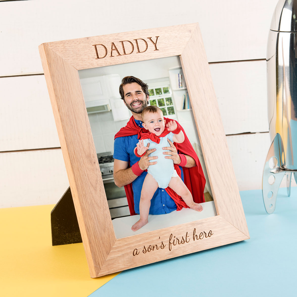 Personalised Wooden Photo Frame - A Son's First Hero