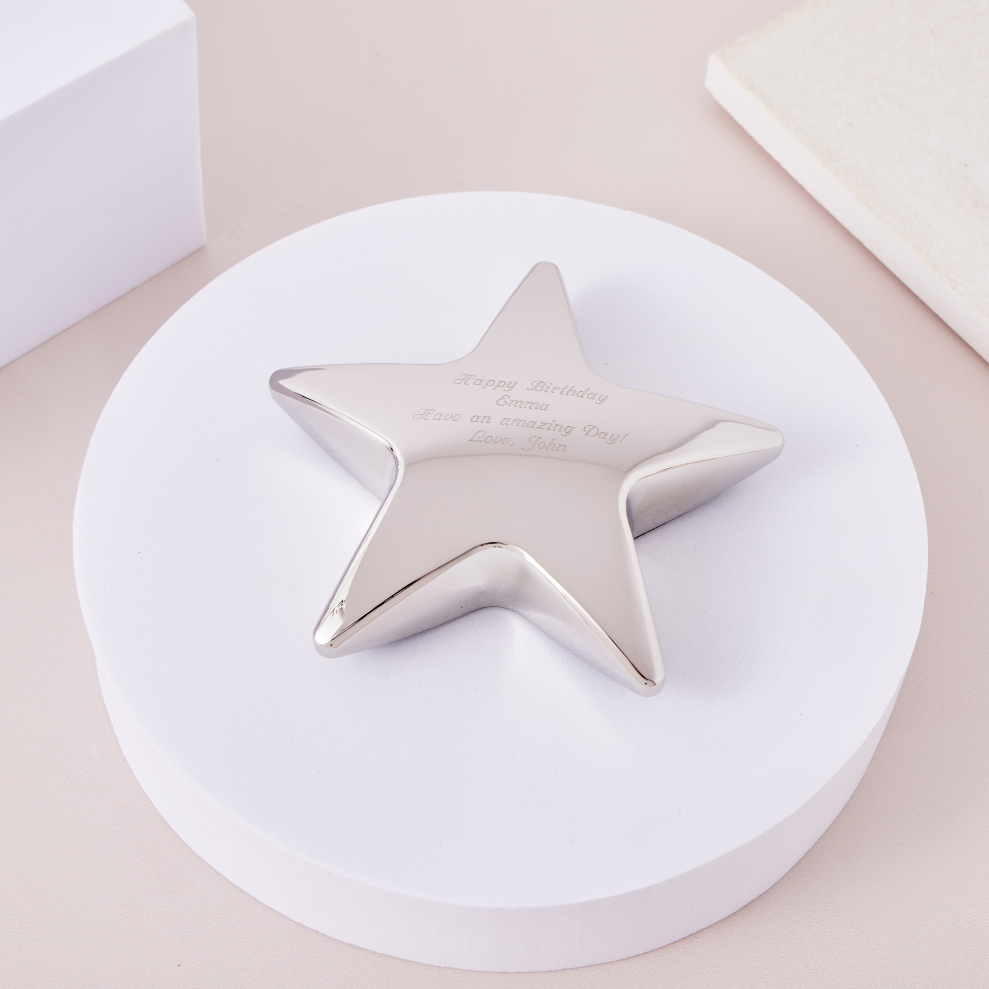 Engraved Silver Star Paperweight