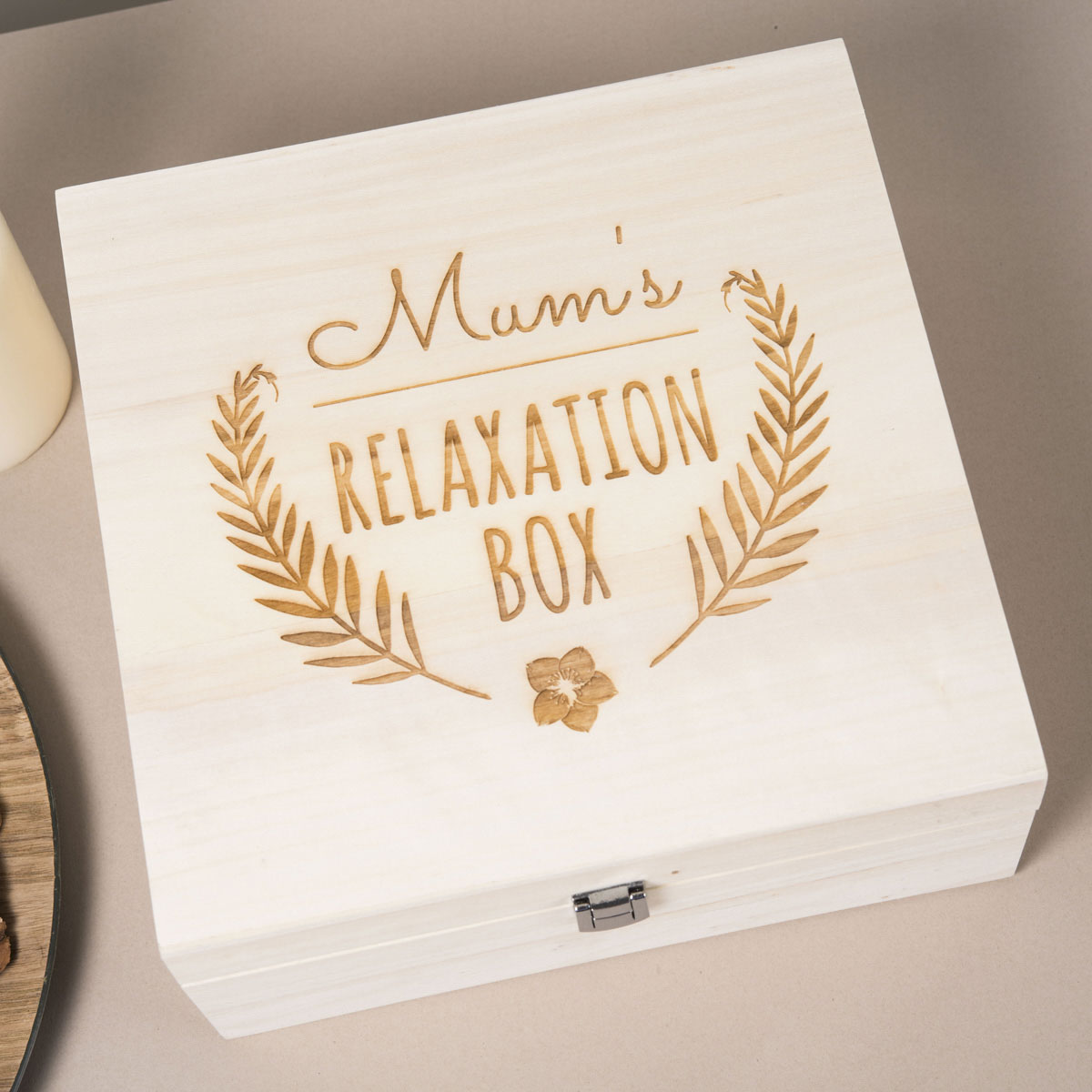 Engraved Wooden Storage Box - Relaxation Box