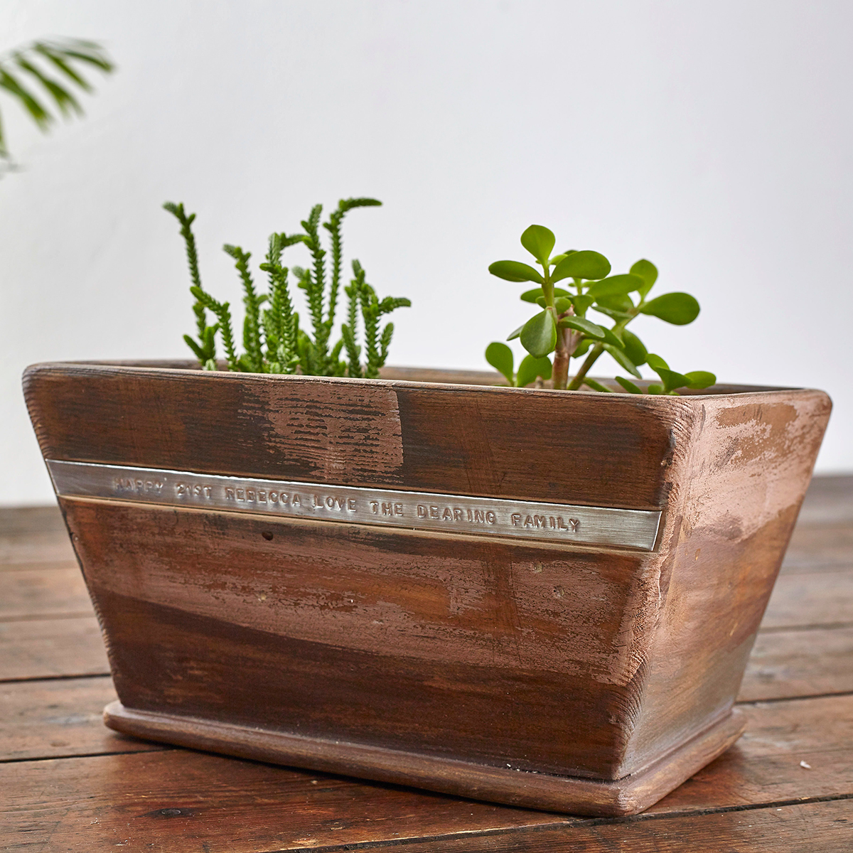 Personalised Wood Pot Planter