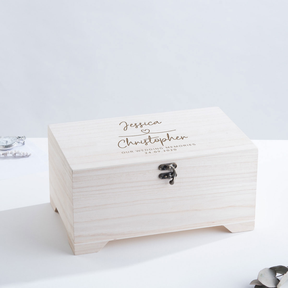 Personalised Wooden Box - Wedding Memories Love Story