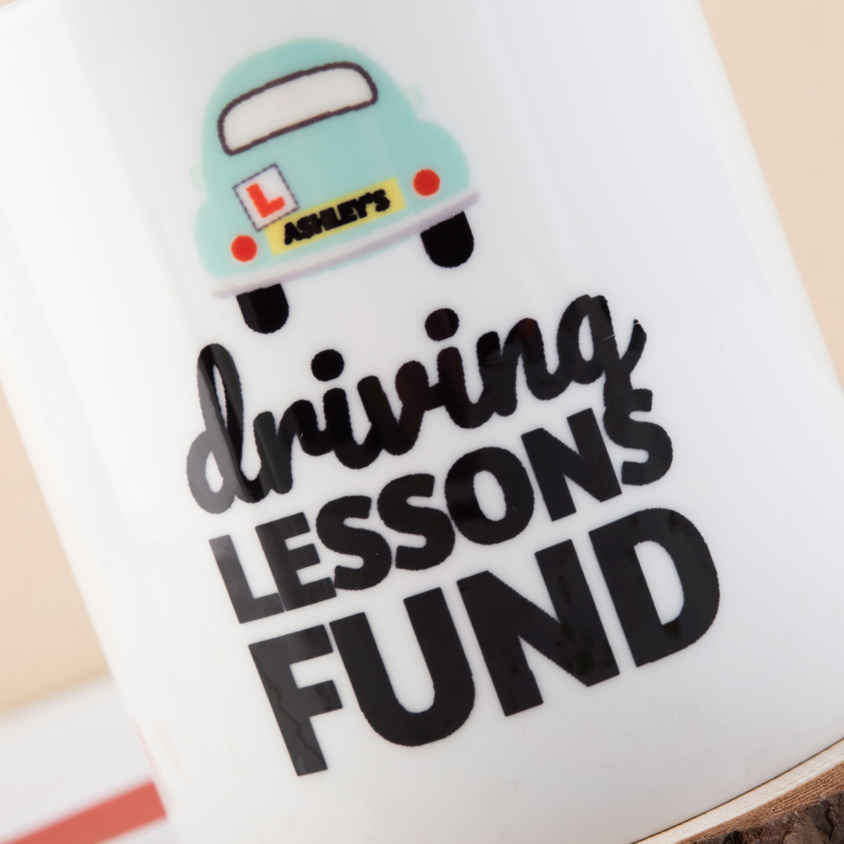Personalised Ceramic Money Box - Driving Lessons Fund
