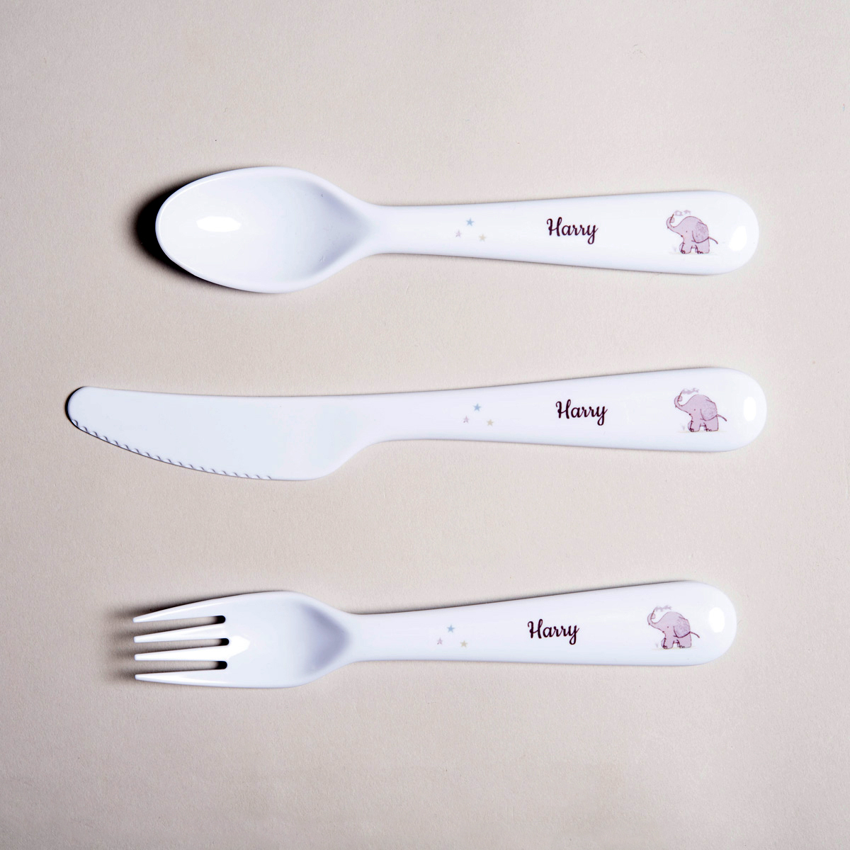 Personalised Children's Cutlery Set - Hessian Elephant