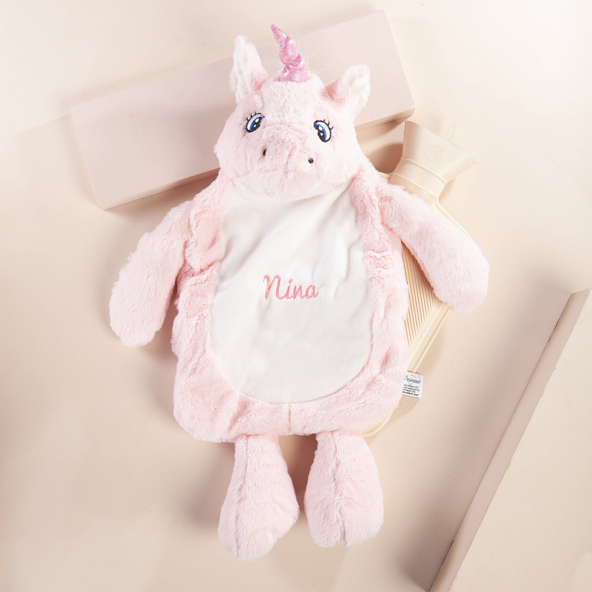 Personalised Unicorn Hot Water Bottle Cover - Name