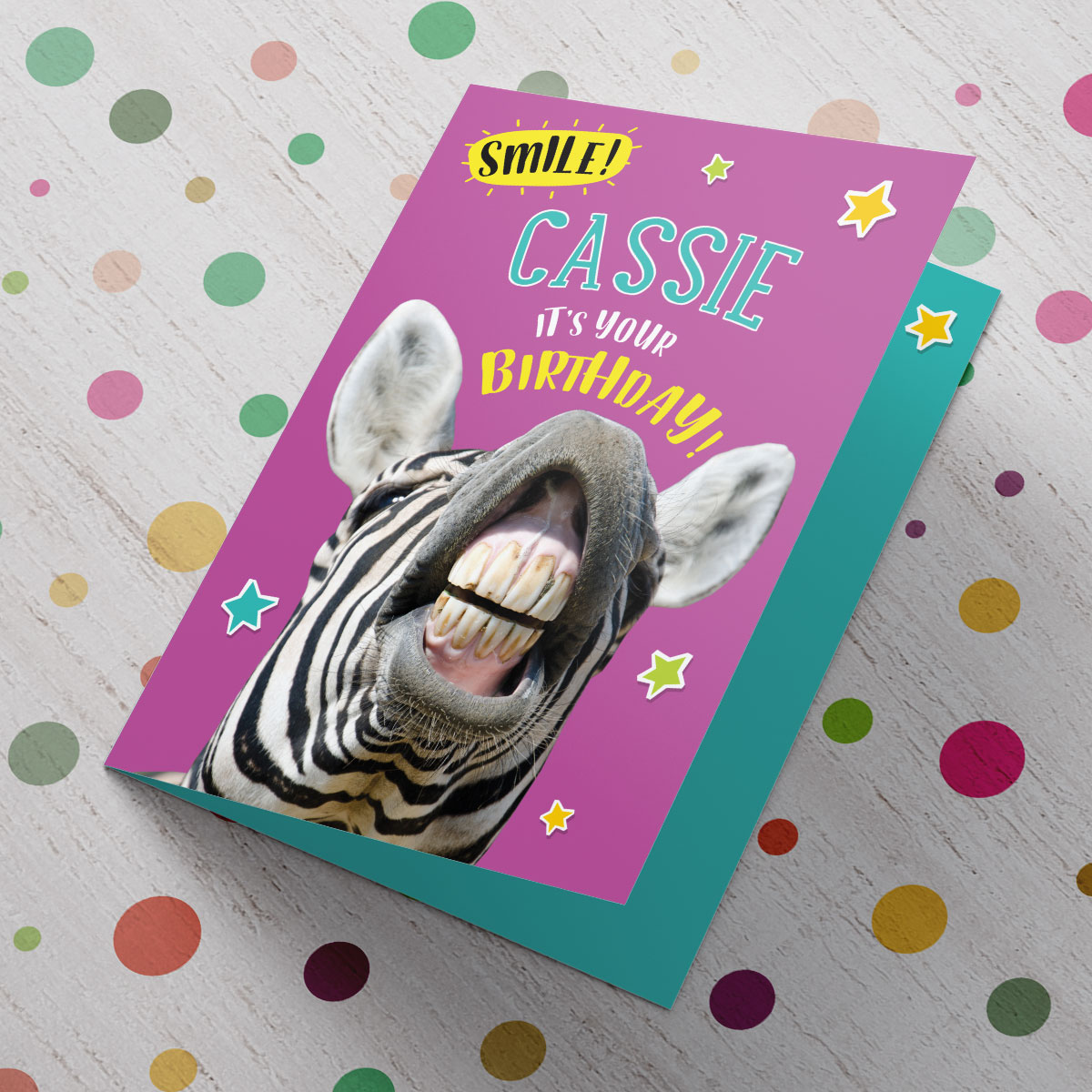 Personalised Birthday Card - Smile Zebra