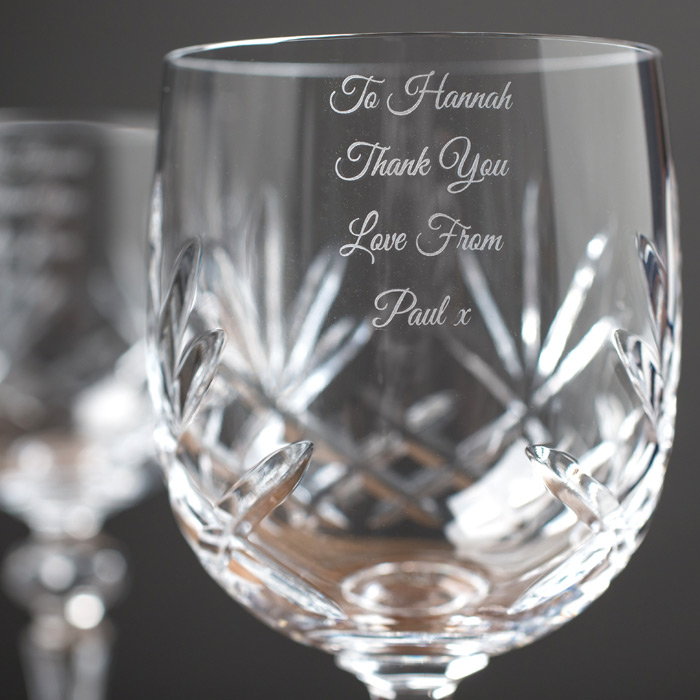 Personalised Set Of 2 Cut Crystal Wine Glasses - Message