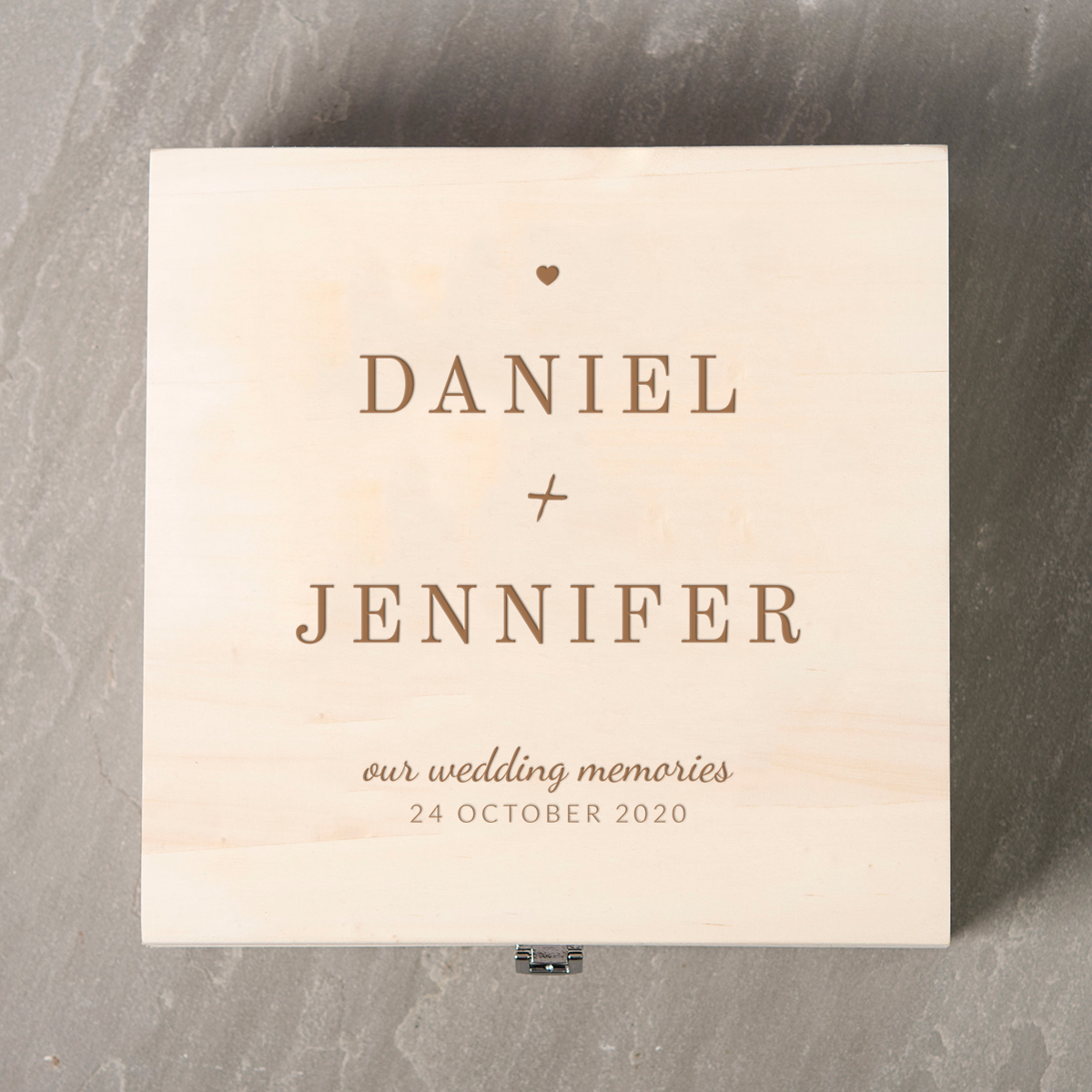 Engraved Wooden Storage Box - Couple