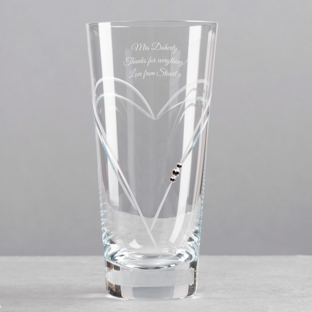 Engraved Swarovski Elements Glass Vase - Thanks Teacher