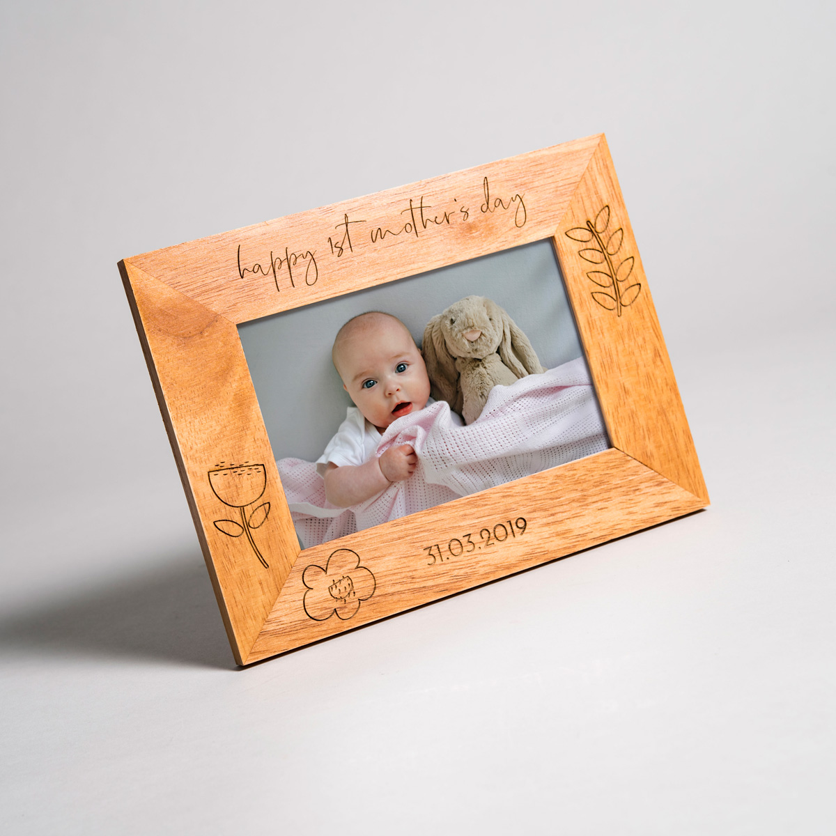 Personalised Wooden Photo Frame - Happy 1st Mother's Day