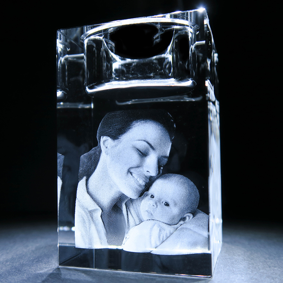 Photo Upload 3D Glass Candle Holder