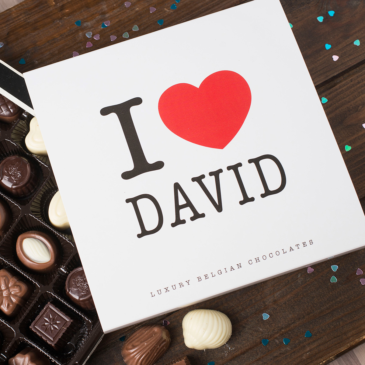 Personalised Belgian Chocolates - I Heart You