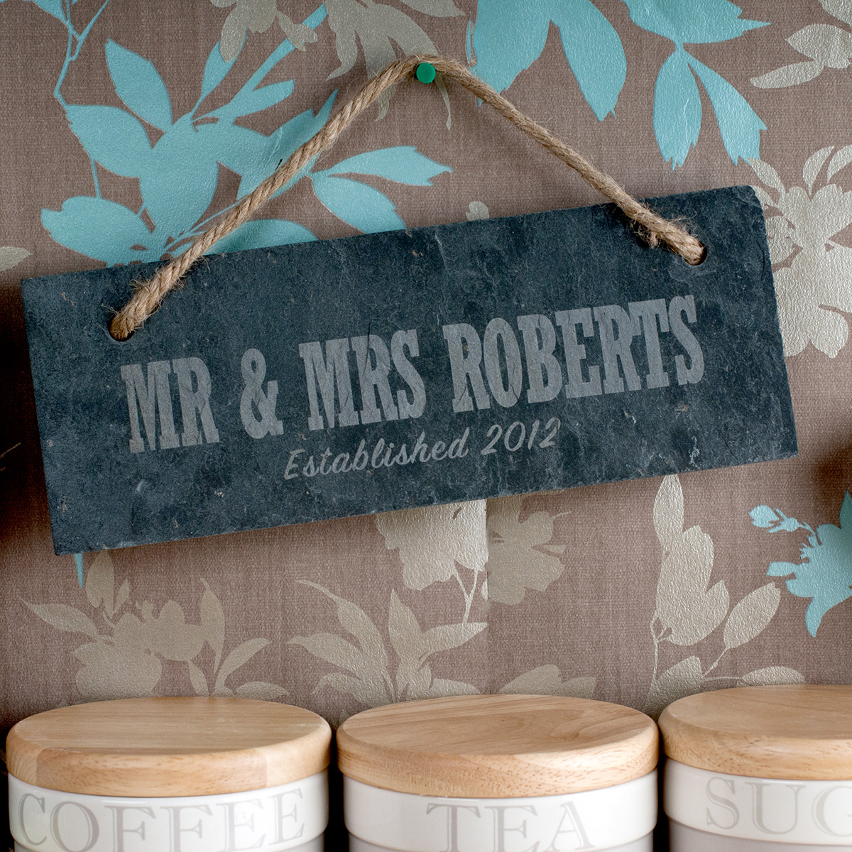 Personalised Hanging Slate Sign - Marriage