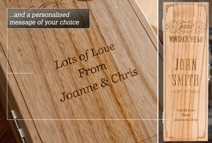 Personalised Luxury Wooden Wine Box - Wedding Year
