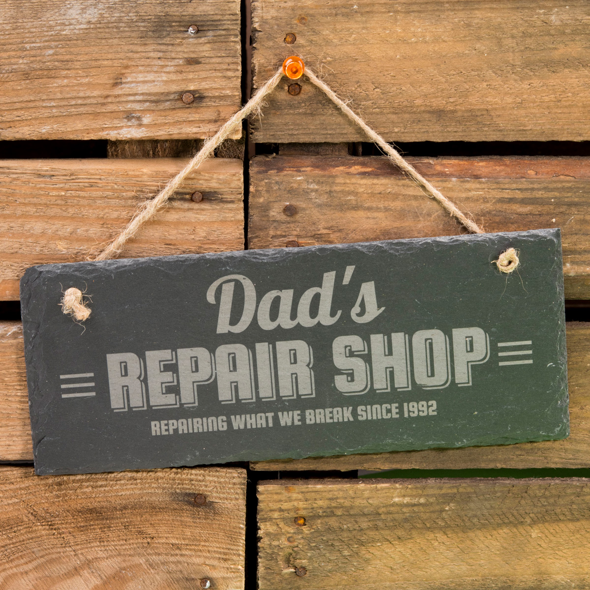 Personalised Hanging Slate Sign - Repair Shop