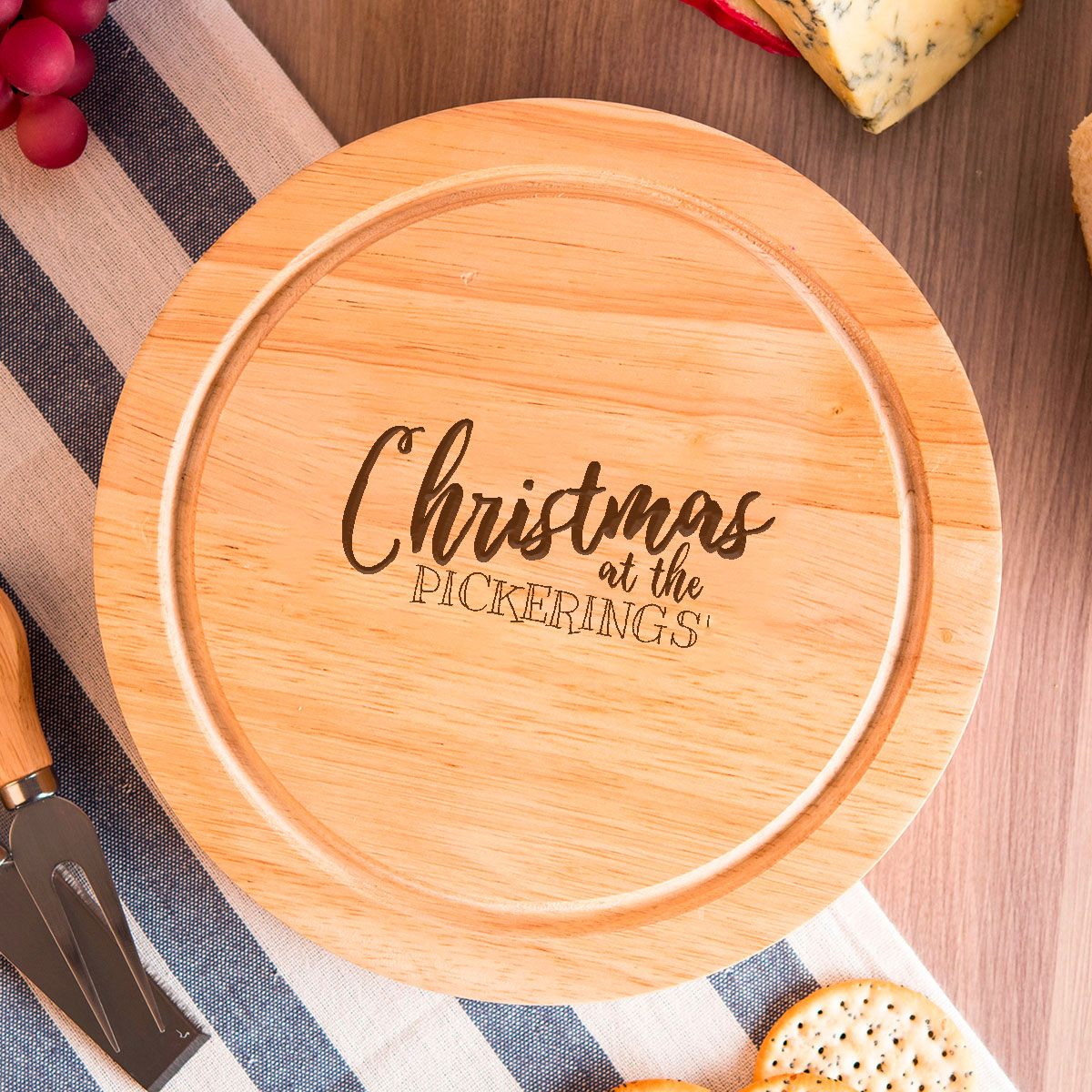 Personalised Wooden Cheeseboard Set - Christmas At The