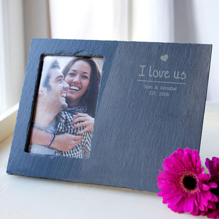 Engraved Slate Chalkboard Photo Frame - I Love Us