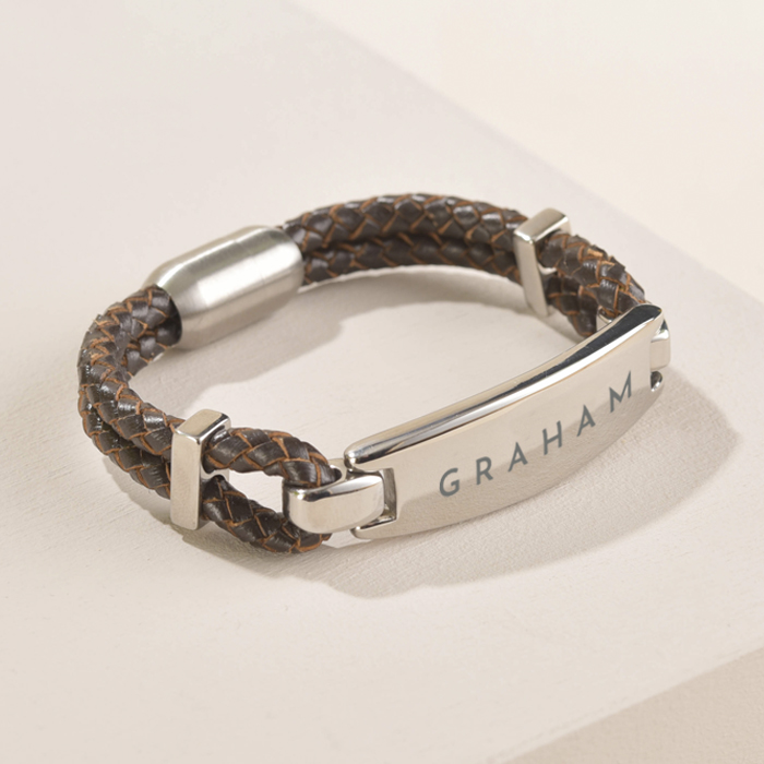 Create Your Own - Engraved Men's Leather Bracelet