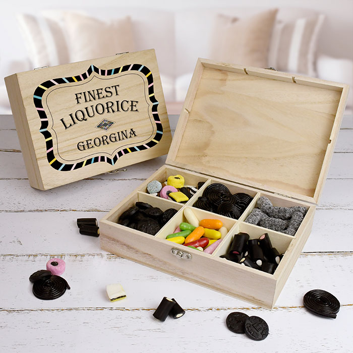 Personalised Wooden Liquorice Sweet Box