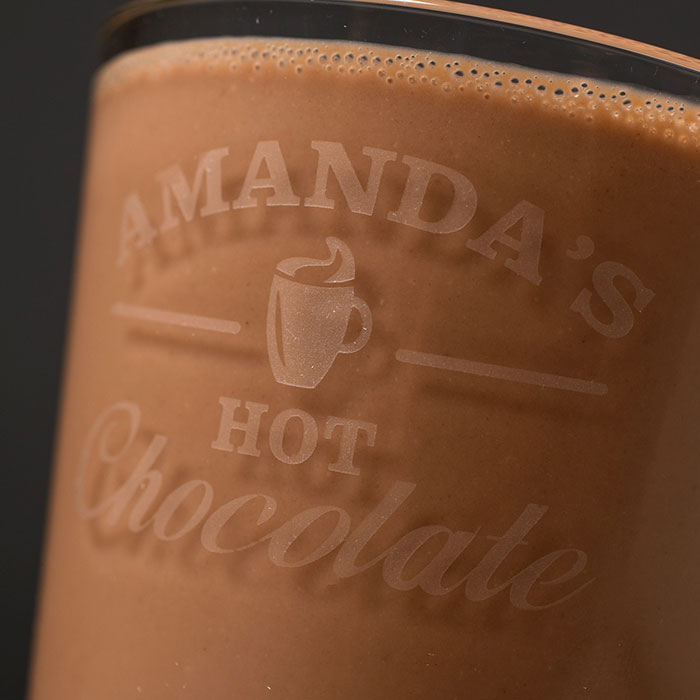Engraved Glass Hot Chocolate Mug