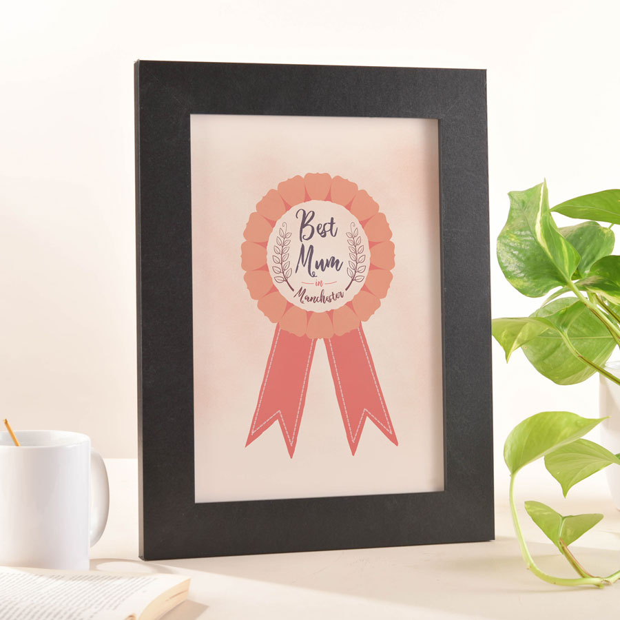 Personalised Framed Print - Best Mum Rosette