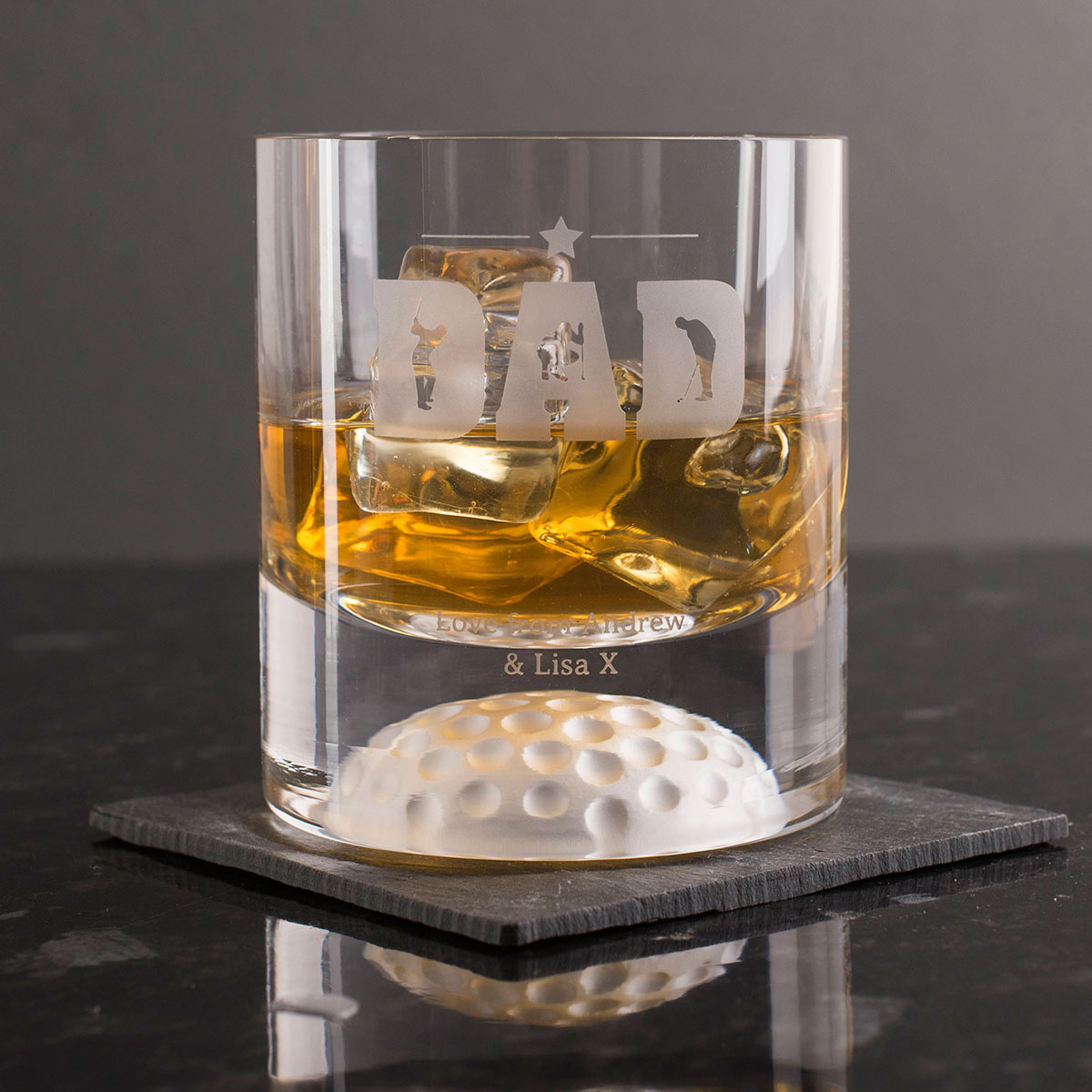Engraved Stern Whisky Glass - Golf Dad