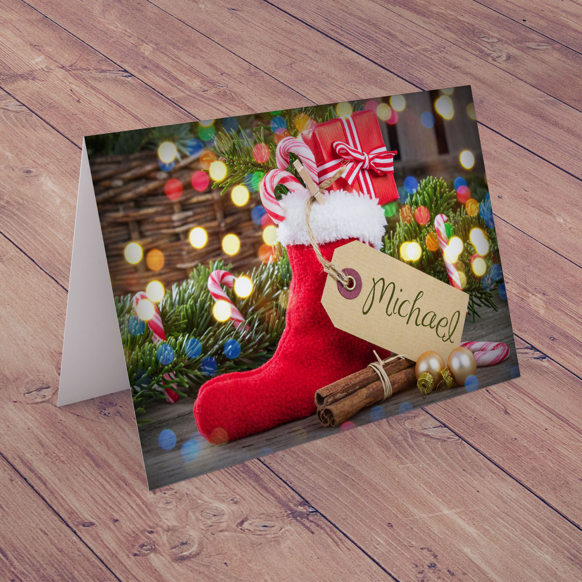 Personalised Christmas Card -  Stocking Tag
